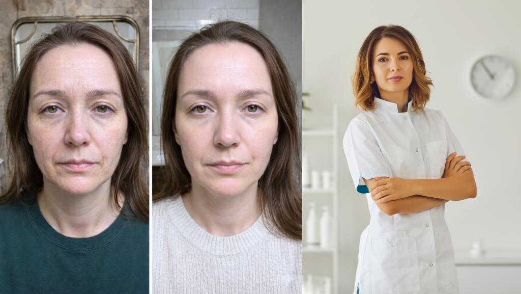 Ādas izskats pēc regulāras retinola rutīnas